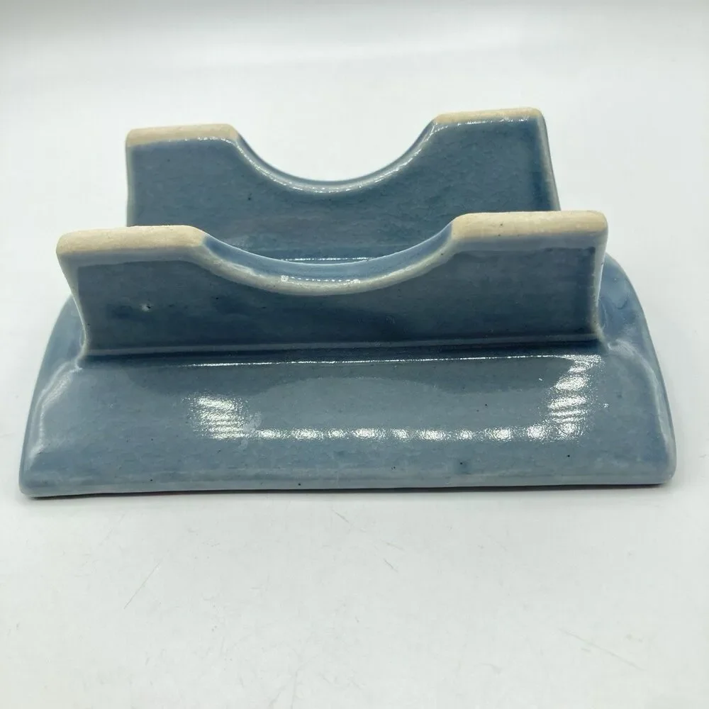 Studio Art Pottery Rooster Chicken Pedestal Soap Trinket Dish Ceramic Signed JB